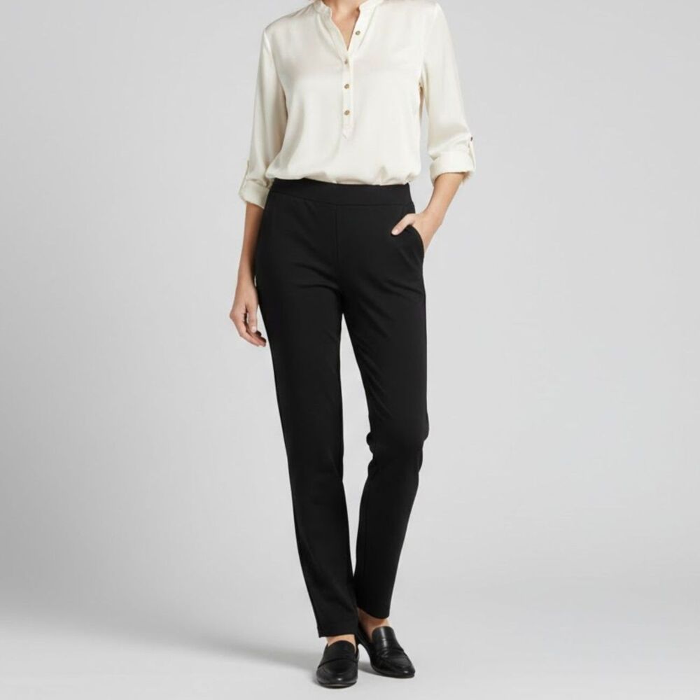 Soft Surroundings Perfect Ponte Straight Leg Black Women's Pants Size Medium